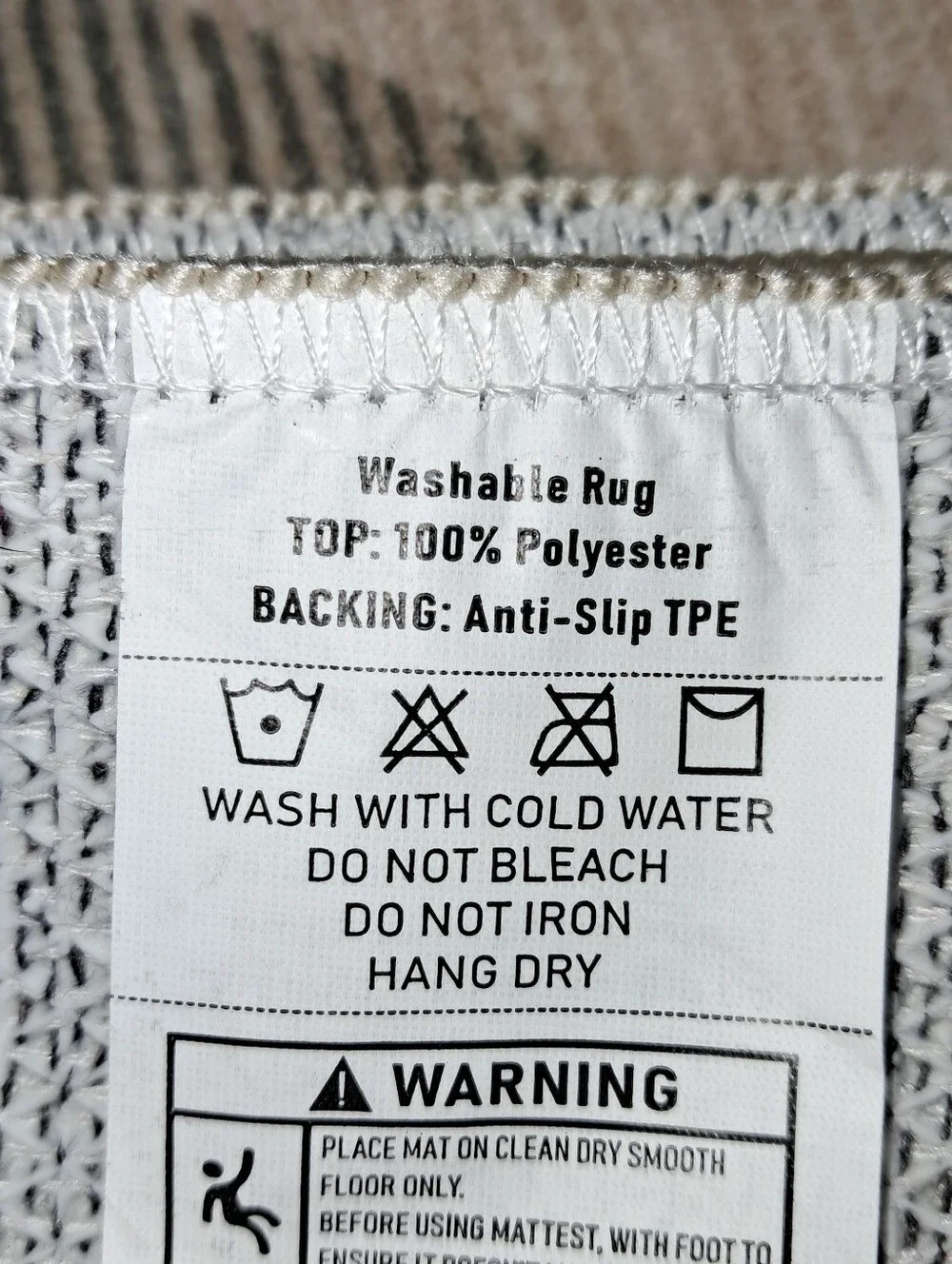Beeiva NWT 2'x3' Diamond Stripe Non-Slip Machine Washable Rug Mat Grey/Green